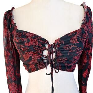 Liberty Love Black and Red Ruched Tank Top